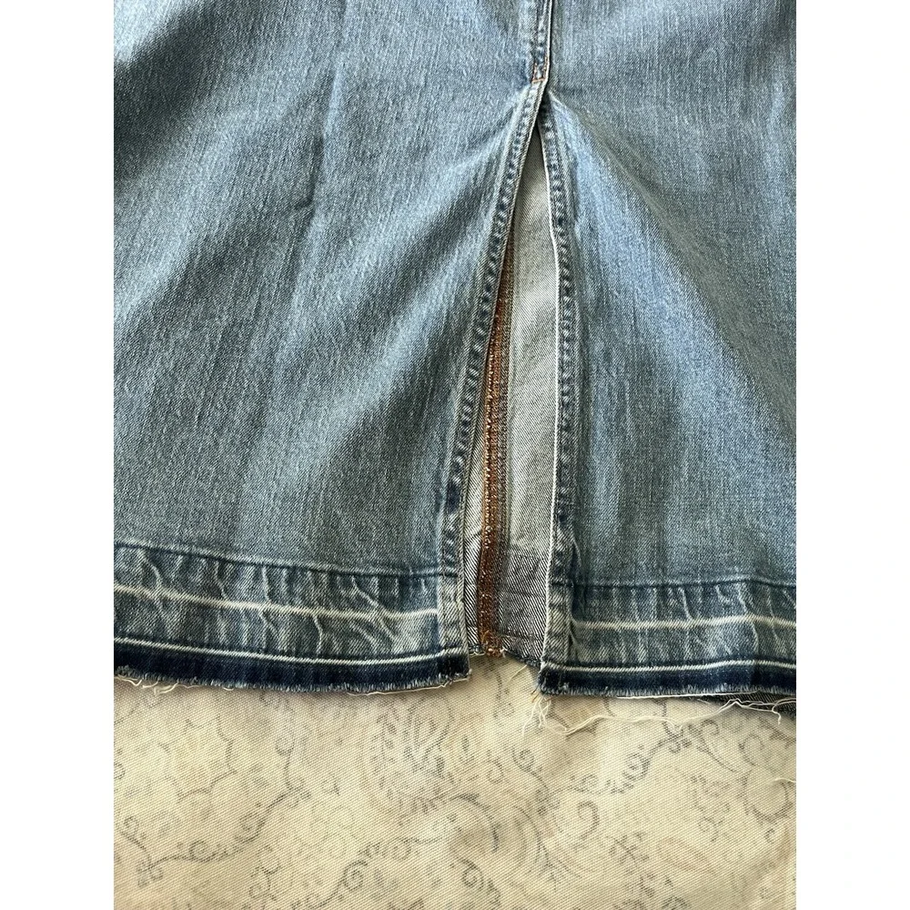 Talbots Women's Drop Hem Denim Midi Skirt Light Blue‎ Wash Size 16 NWT